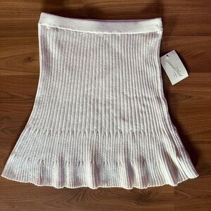 Universal Thread Cream Ribbed Ruffle-Hem Midi Skirt